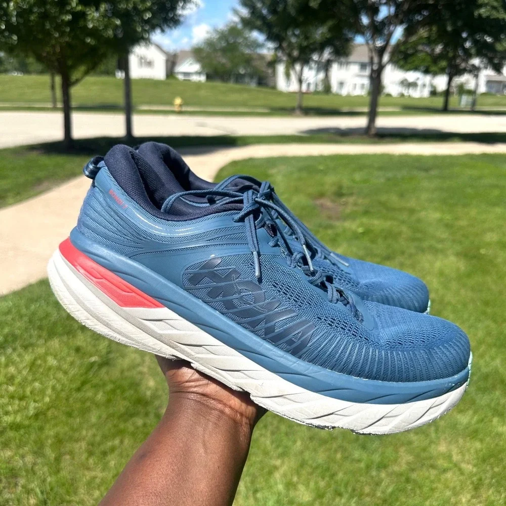 Hoka‎ Bondi 7 Men's Athletic Shoes Size 12.5 Blue Teal Running Shoes